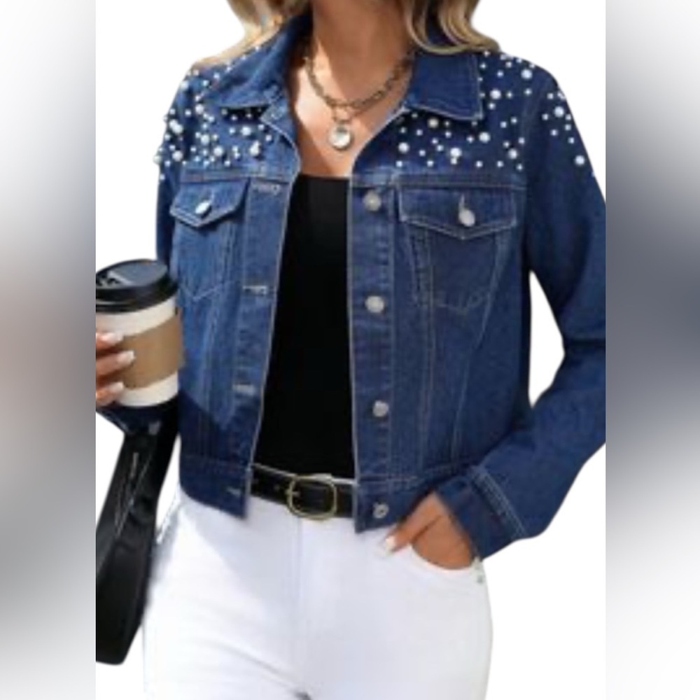 NEW.   Northwest Blue Pearl-Studded Denim Jacket
